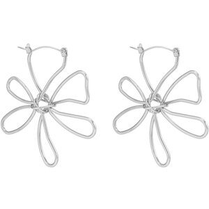 Minimalist Geometric Hollow Flower Earrings Retro Simple Alloy